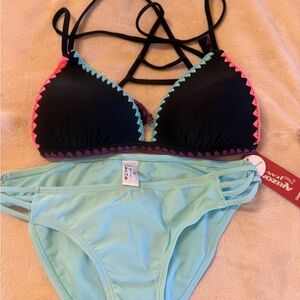 Arizona Women’s Black and Mint Bikini with Pink Trim